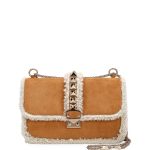 Valentino Camel Shearling Trimmed Medium Lock Bag