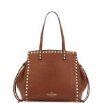 Valentino Light Brown Rockstud Double Handle Tote Bag