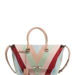 Valentino Multicolor Chevron Suede Demilune Small Satchel Bag