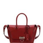 Valentino Red Demilune Rockstud Small Satchel Bag