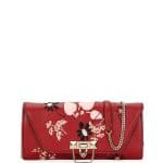 Valentino Red Floral Demilune Chain Clutch Bag