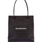 Balenciaga Black/White Grained Leather Shopping Tote Bag