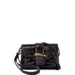 Balenciaga Noir Crocodile Embossed Triangle Shoulder Bag