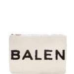 Balenciaga White/Black Logo Shearling Pouch Bag