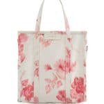Balenciaga White/Rose Floral Print Bazar Shopper S Bag