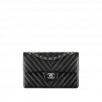 Chanel Black Chevron Small Classic Flap Bag