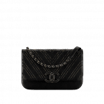 Chanel Black Subtle Chevron Medium Flap Bag