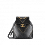 Chanel Black/Silver Calfskin/Elaphe Patchwork Chevron Mini Backpack Bag