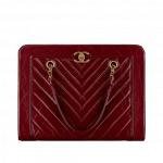 Chanel Burgundy Calfskin Chevron Large Shopping Bag