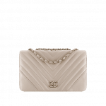 Chanel Gray Chevron Statement Medium Flap Bag