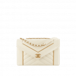 Chanel Ivory Lambskin Chevron Medium Flap Bag