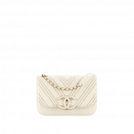 Chanel Ivory Subtle Chevron Small Flap Bag