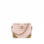 Chanel Light Beige Lambskin Chevron with Gold-Tone Metal Minaudiere Bag