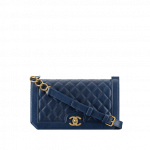 Chanel Navy Blue Grained Calfskin Medium Flap Bag