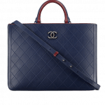 Chanel Navy Blue/Burgundy Bullskin Large Shopping Bag