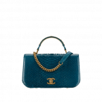Chanel Turquoise Python Carry Around Small Flap Bag