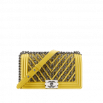 Chanel Yellow/Silver/Black Boy Chanel Chevron Old Medium Bag