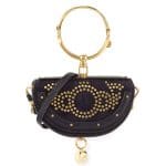 Chloe Blue Studded Nile Small Bracelet Minaudiere Bag