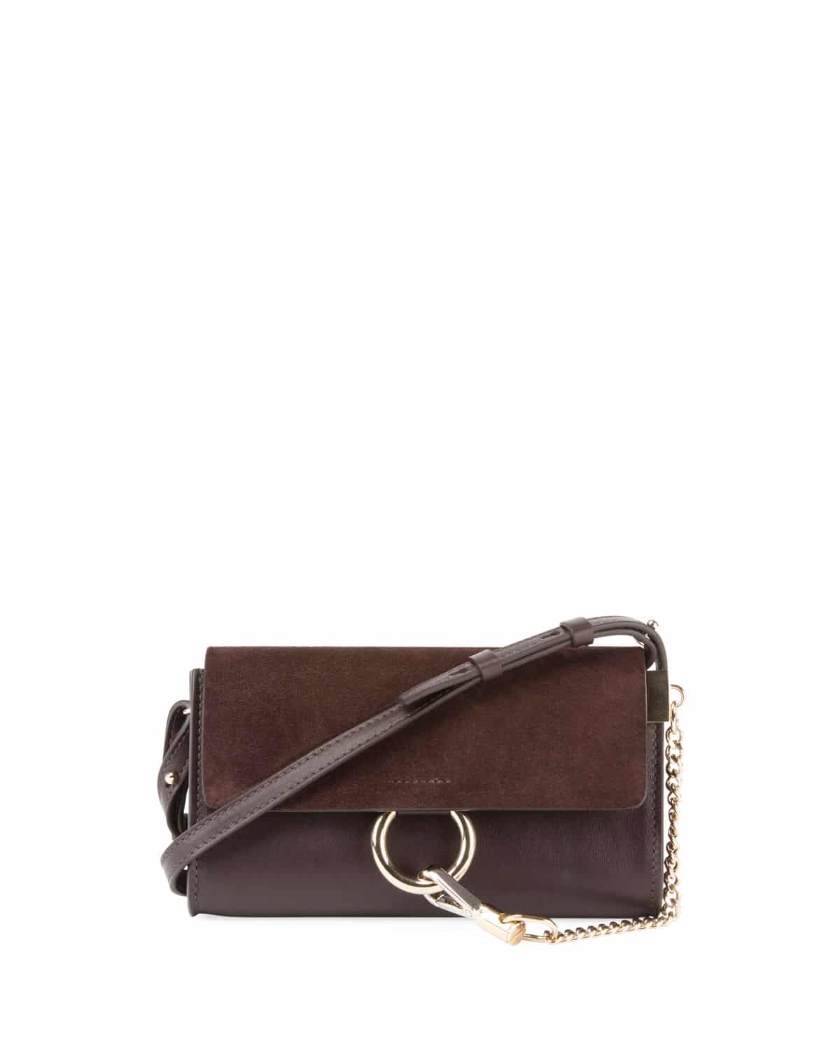 Brown Chloe Faye leather wallet in a strap