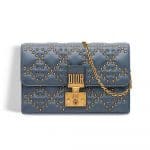 Dior Blue-Grey Studded Dioraddict Wallet on Chain Pouch Bag