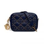 Dior Indigo Blue Studded Lady Dior Camera Case Pouch Bag