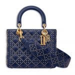 Dior Indigo Blue Studded Supple Lady Dior Bag