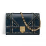 Dior Petrol Blue Studded Diorama Wallet on Chain Pouch Bag