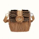 Fendi Beige/Black Fringed Suede:Mink Baguette Bag