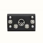 Fendi Black Crystal Embellished Logo Wallet on Chain Bag