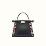 Fendi Black Leather with Grommets Peekaboo Mini Bag