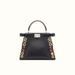 Fendi Black Leather with Grommets Peekaboo Mini Bag