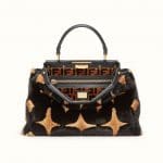 Fendi Black/Beige Geometric Mink Peekaboo Bag