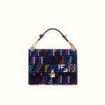 Fendi Blue FF Pattern Leather/Silk Kan I Bag