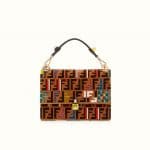 Fendi Brown FF Pattern Leather/Silk Kan I Bag