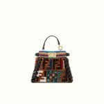 Fendi Multicolor FF Embroidered Leather/Silk Peekaboo Micro Bag