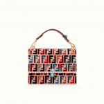 Fendi Red FF Pattern Leather/Silk Kan I Bag