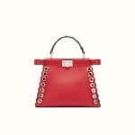 Fendi Red Leather/Elaphe with Grommets Peekaboo Mini Bag