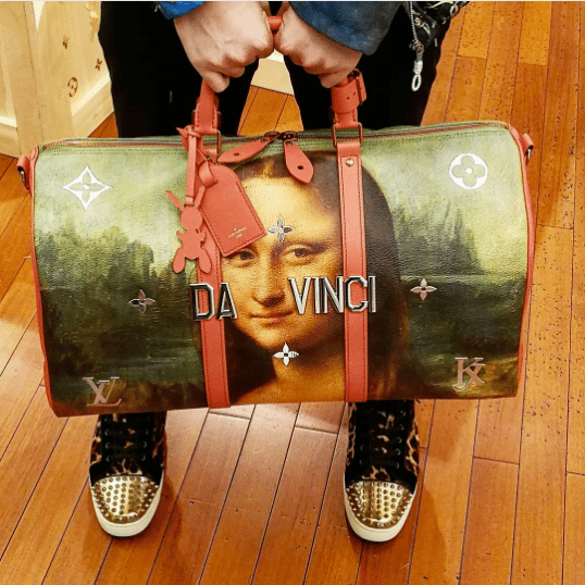 Custom Painted Authentic Louis Vuitton Speedy bag, with Mona Lisa