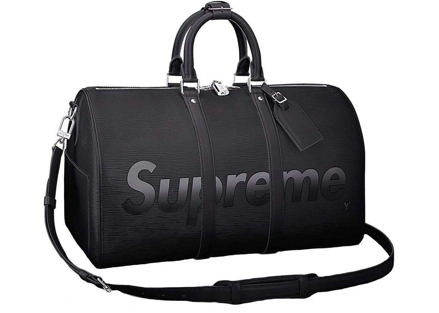 Louis Vuitton x Supreme Black Epi Keepall Bandouliere 45 Bag