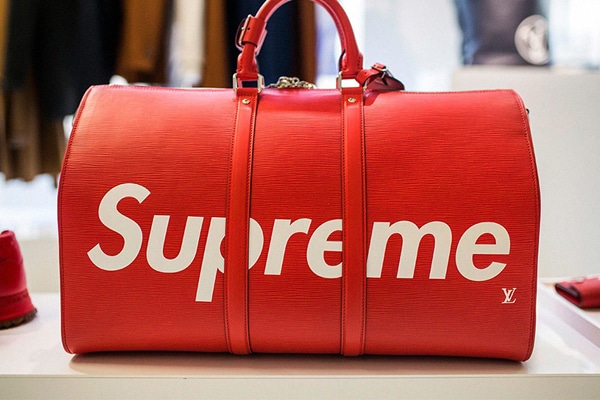 Louis Vuitton X Supreme Red Epi Keepall Bandouliere Duffle Bag 45