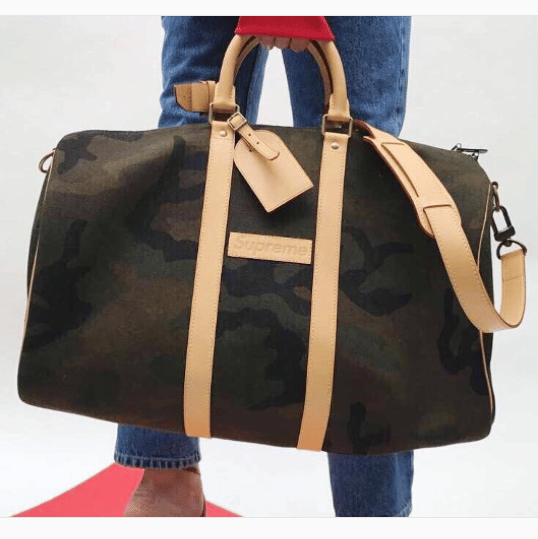 Louis Vuitton X Supreme Black Epi Keepall 55 Travel Bag – Fancy Lux