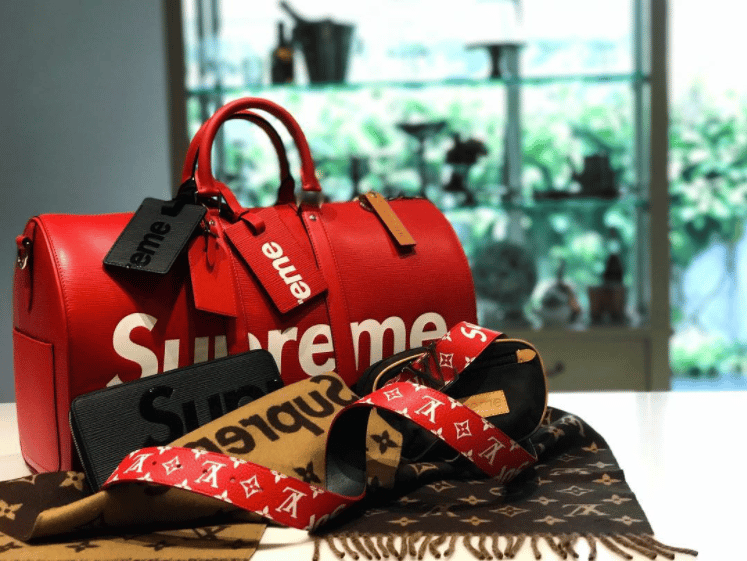 Louis Vuitton X Supreme Red Epi Keepall Bandouliere Duffle Bag 45