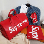 Louis Vuitton x Supreme Red Epi Keepall Bandouliere 45 Bag 3