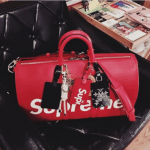 Louis Vuitton x Supreme Red Epi Keepall Bandouliere 45 Bag 5