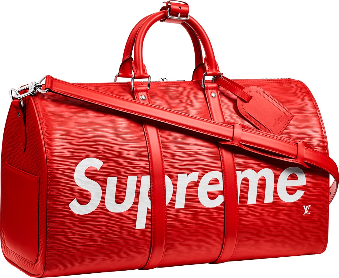 Louis Vuitton x Supreme Red Epi Keepall Bandouliere 45 Bag