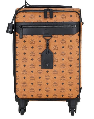 MCM Nomad Logo Faux Leather Wheeled Suitcase