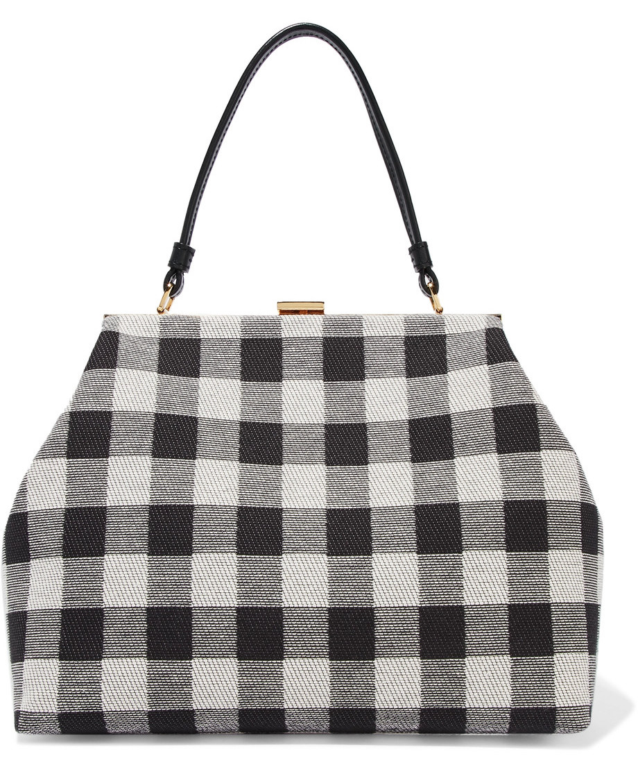 Mansur Gavriel Elegant Checked Canvas Tote Bag