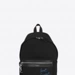 Saint Laurent Black/Blue Diagonal Canvas Embroidered Mini City Backpack Bag