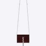 Saint Laurent Bordeaux Velvet and Crystals Kate Chain and Tassel Wallet