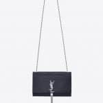 Saint Laurent Dark Blue Crocodile Embossed Medium Kate Tassel Satchel Bag